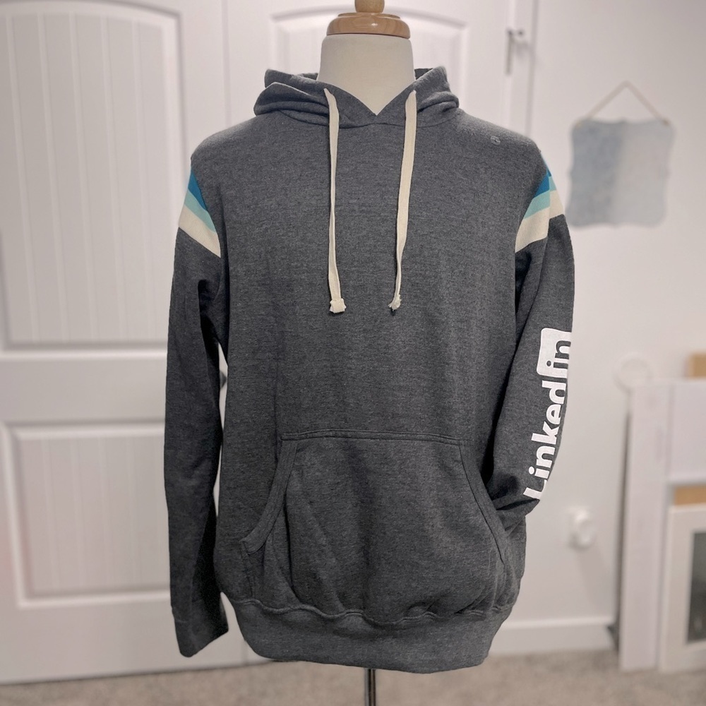 MV Sport - Classic Fleece Hooded Sweatshirt w/LinkedIn Logo - Grey - Large